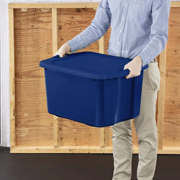 Sterilite 17.5 gal. Set of 6 Plastic EZ Carry Storage Bin, Stadium Blue, Size: 24 5/8 inch Large x 18 3/4 inch W x 13 7/8 inch H