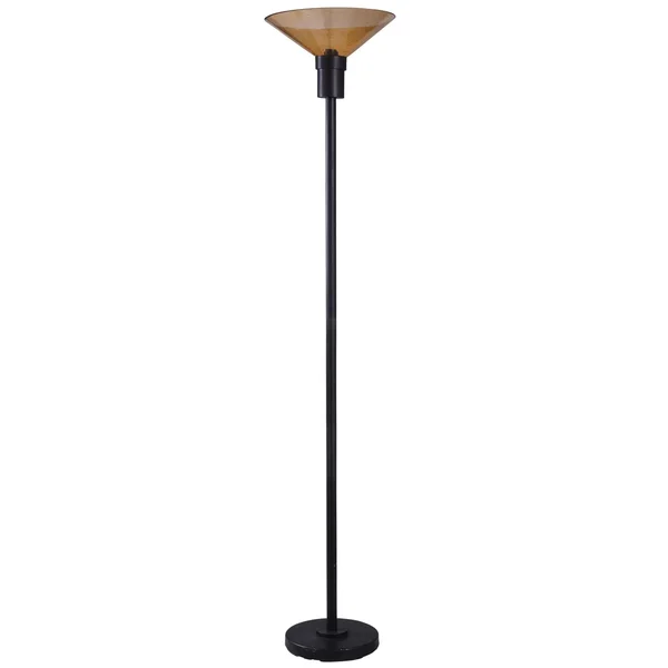 StyleCraft - Black Torchiere Floor Lamp - Amber Seeded Glass Shade - Black L62063DS