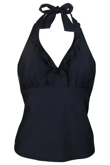 Pour Moi Splash Frill Underwire Tankini Top - Womens - Black - 34b