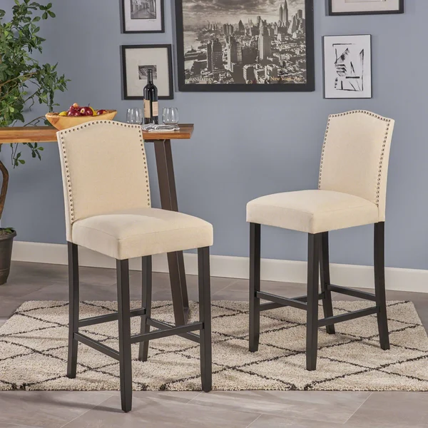 Set of 2 Ivory and Black Contemporary Bar Stools 45x22