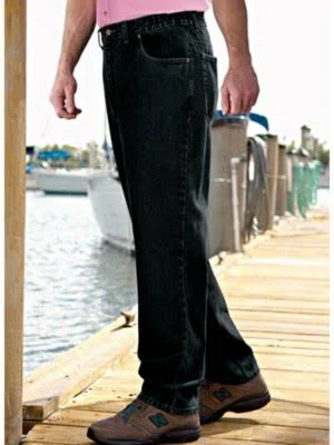 Scandia Woods Men's John Blair Relaxed-Fit Side-Elastic Jeans - Black 46 S