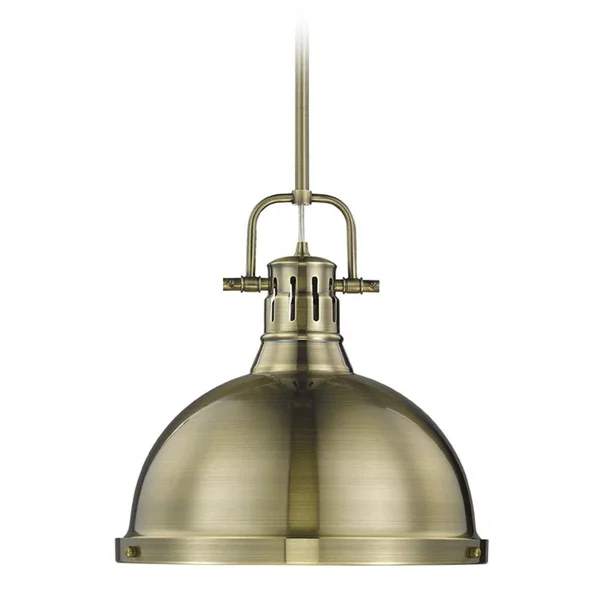Golden Lighting 3604-L AB-AB Duncan - 1 Light Rod Pendant Aged Brass
