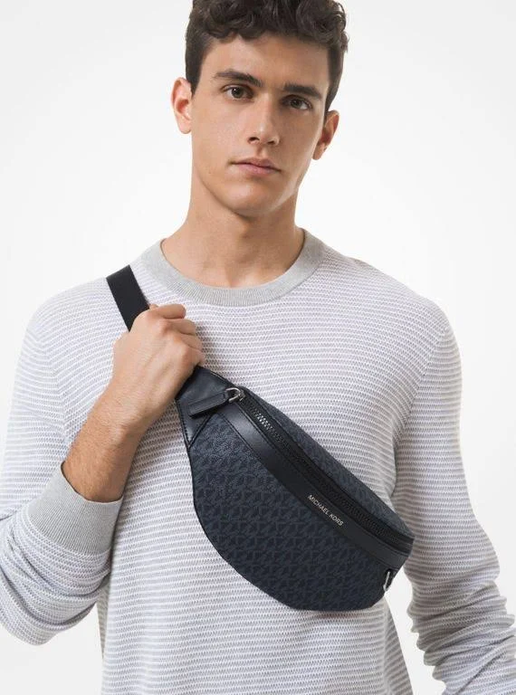 Michael Kors Greyson Logo Sling Pack - Black - Belt Bags