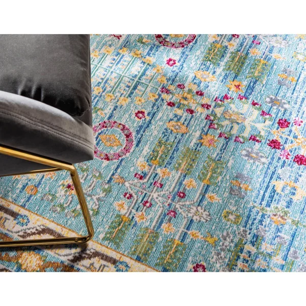 Unique Loom Treble Austin Area Rug - 4& x 6& Blue