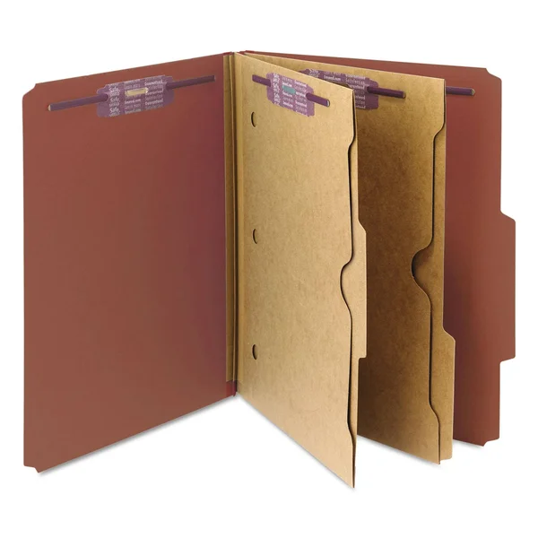 Smead Pressboard Folders with 2-Pocket Dividers, Red, Six -Section - 10 pack
