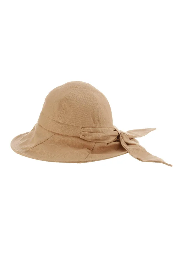 Callanan Womens Rough Cotton Cloche Hat w/ Bow - CR315-TAUPE