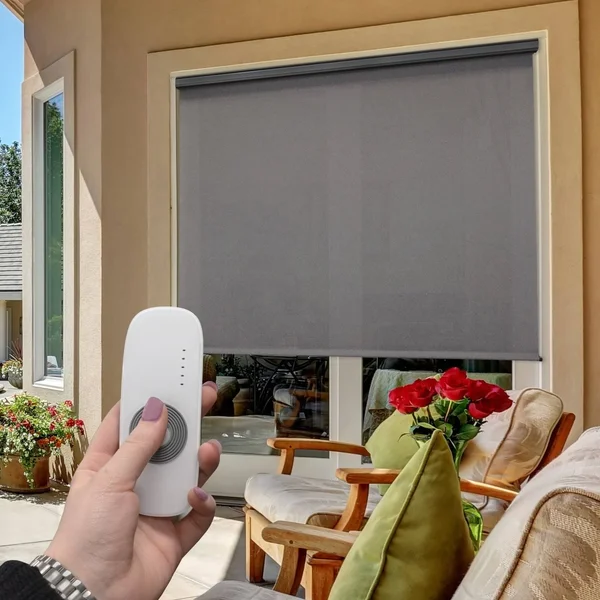 Keystone Fabrics O80.108.80 10 x 8 ft. Regal Rechargeable Motorized Outdoor Sun Shade with Protective Valance - Maple White