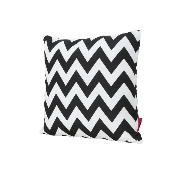 18x22 Jet Black and White Chevron Square Outdoor Throw Pillow