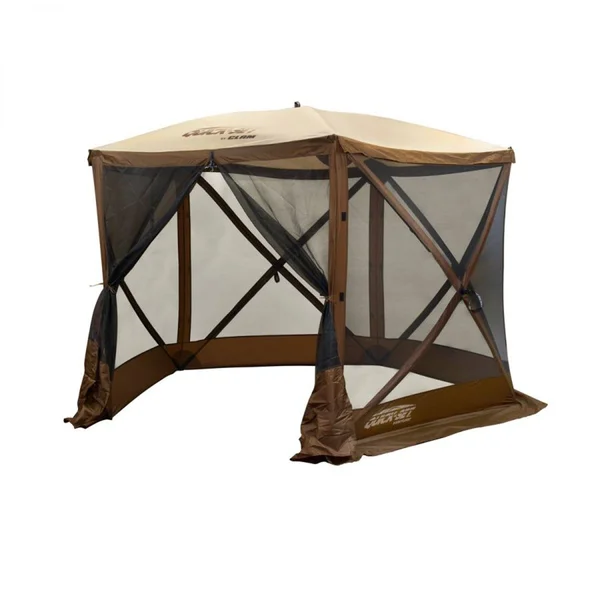 Clam Corp Portable Shelter Canopy Pop Up Tent w/ Mosquito Mesh - Brown/Tan at VM Express