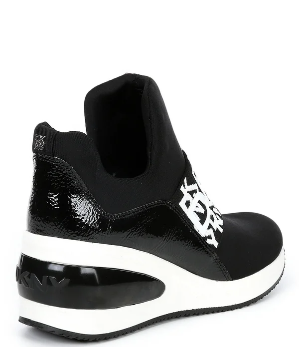 Dkny Borg Logo Print Strap Slip-On Wedge Sneakers - 9M