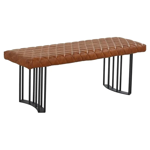 Pemberly Row Faux Leather Bench in Black and Brown - PR-4753-2119099