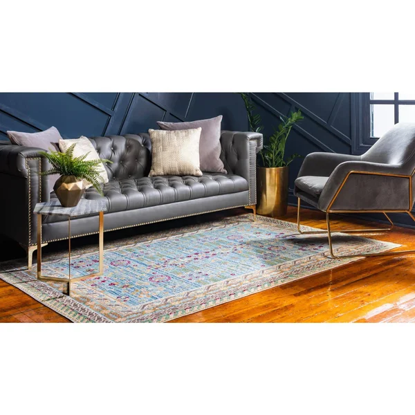 Unique Loom Treble Austin Area Rug - 4& x 6& Blue