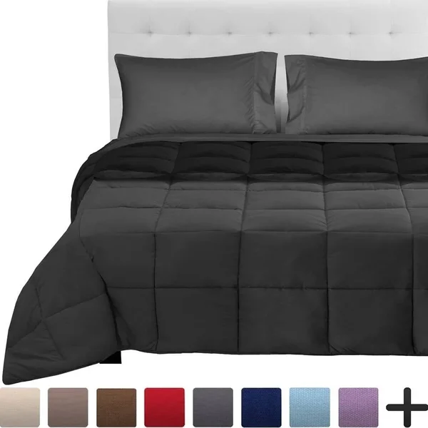 Bare Home Reversible Bed-in-a-Bag Down Alternative Comforter/Sheet Set - Comforter: Sand/Taupe, Sheets: Taupe - Queen