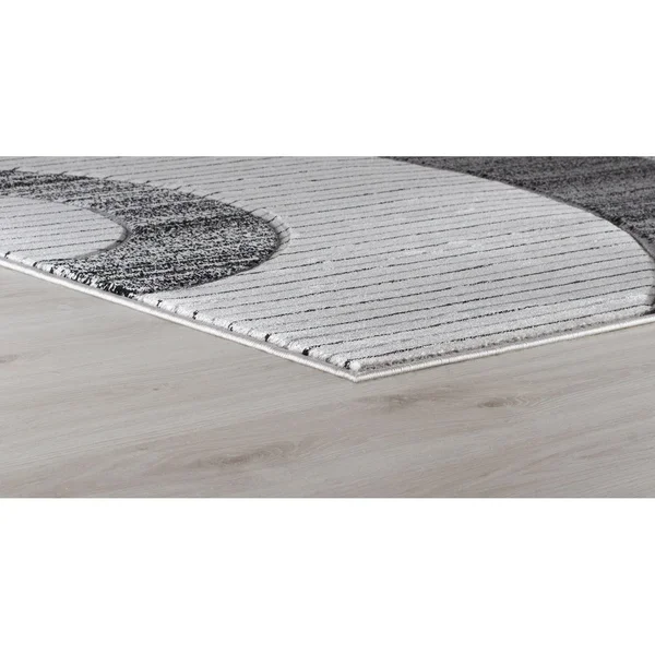 MDA Home Glamour Gray/Black Geometric Polypropylene Area Rug - 8&7x22 x 11&11x22