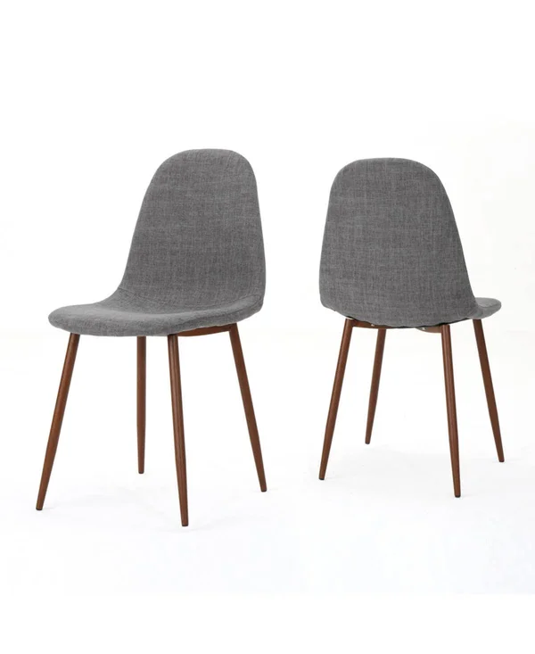 Contemporary Home Living Set of 2 Gray and Brown Contemporary Upholstered Dining Chairs 34.5x22