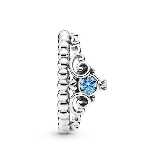 Pandora 199191C01-60 Disney Cinderella Blue Tiara Ring Size 9