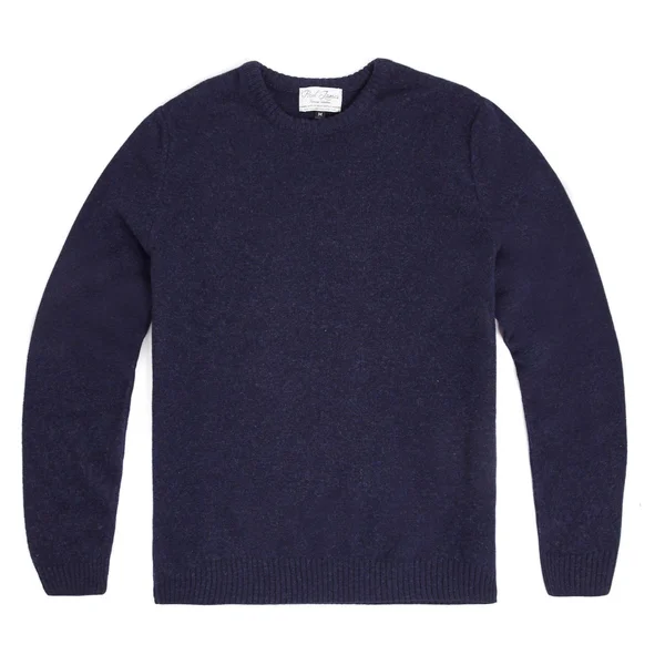Mens 100% British Lambswool Crew Neck Jumper, Oxford Blue, L