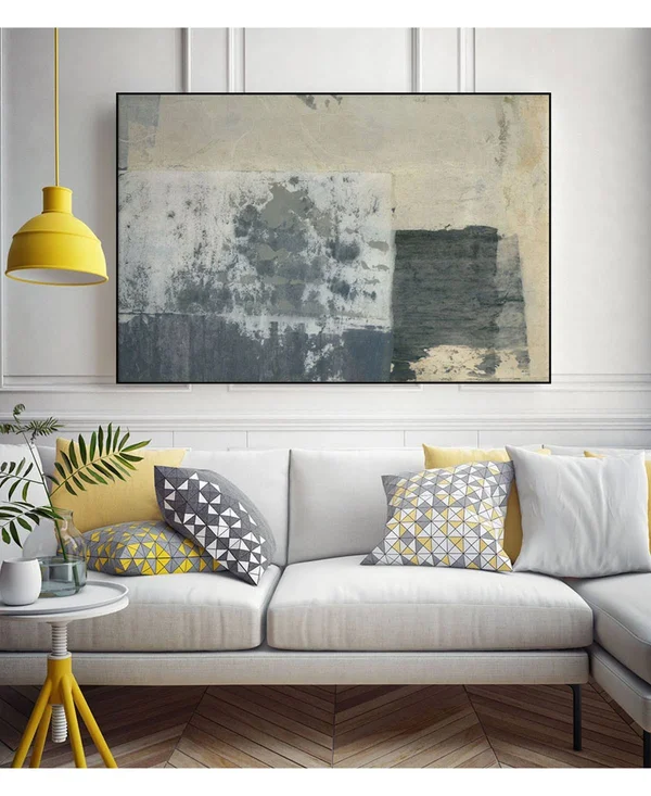 Giant Art 14x22 x 11x22 Shades of VI Art Block Framed Canvas - Tan