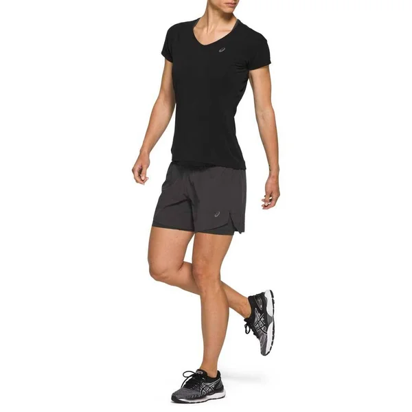 Asics V Neck T Shirt Ladies - Size 14, Black