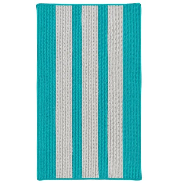 Colonial Mills Coastal Breeze Vertical-Striped Indoor/Outdoor Reversible Braided Rug (2' x 4') Melon Silver - Teal