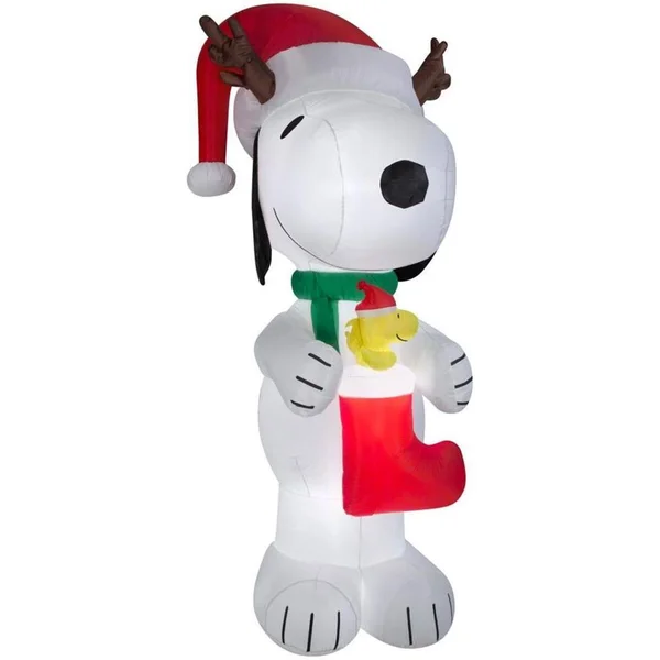 Peanuts Lighted Snoopy Woodstock in Stocking Christmas Inflatable 10ft Tall