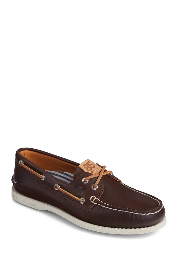 Sperry Top-Sider Men's Authentic Original 2-Eye 85th Anniversary Shoe, Size: 8.5, Brown/White Leather