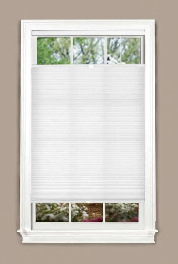 Allen + Roth Top Down Bottom Up 40-in x 64-in White Light Filtering Cordless Cellular Shade Polyester, TDLFWT400640