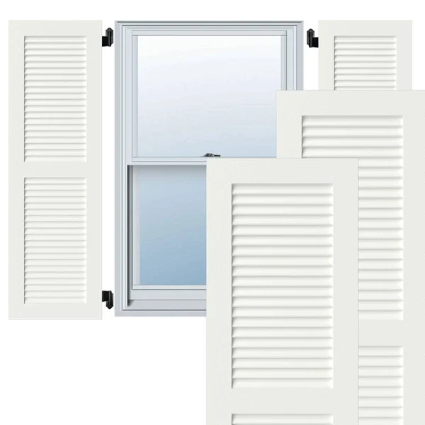 Ekena Millwork CWL18X076UNC 18x22W x 76x22H Exterior Composite Louvered Shutters (Per Pair), Unfinished