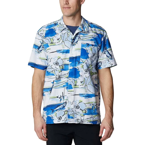 Columbia Men's PFG Trollers Best Short Sleeve Fishing Shirt - XL - blueprints