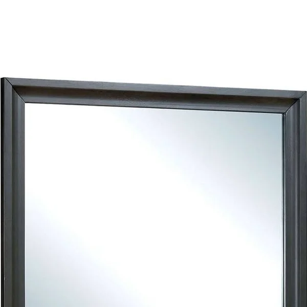 Benjara 32 inch Transitional Style Wooden Frame Mirror - Antique Gray