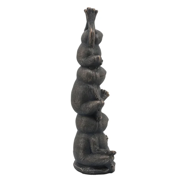 24 Inches Resin Stacked Meditating 3 Frog Accent Decor, Bronze