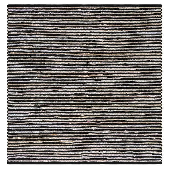 Safavieh Rag Rug RAR130Q Area Rug - Black/Multi, 6& x 6& Square