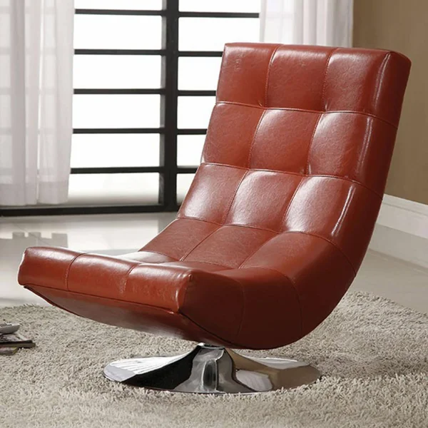 Benzara - Trinidad Contemporary Swivel Chair, Mahogany Red