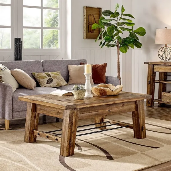 Carbon Loft Bahamondes 48-inch Wood Coffee Table (Includes Hardware/Reclaimed Wood - Brown - 3 and 4 Legs - Powder Coated/Natura