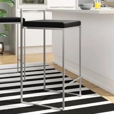 Reis Bar & Counter Stool Brayden Studio Seat Height: Counter Stool (27x22 Seat Height) - Color: Stainless Steel, Upholstery