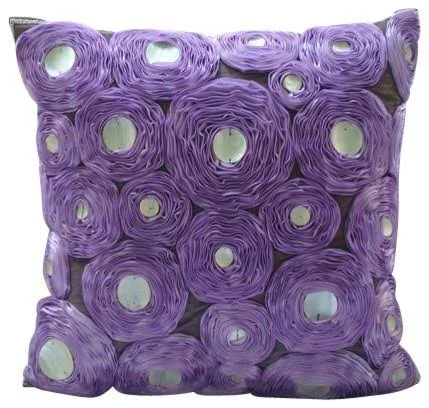 Purple Throw Pillow COVER, 18x22x18x22 Silk Decorative Cushion Covers-Lavender Roses, 18 x 18 in