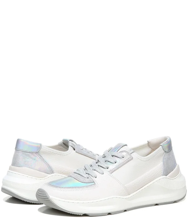 27 Edit Bev Sneaker Shoes - Satin Pearl Leather, 12.0M, Lace-Up Style, Round Toe, Rubber Outsole