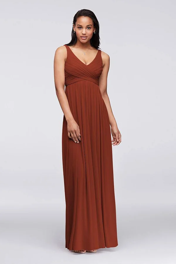 Long Mesh Bridesmaid Dress with Cowl Back Detail - Coral Reef, 4