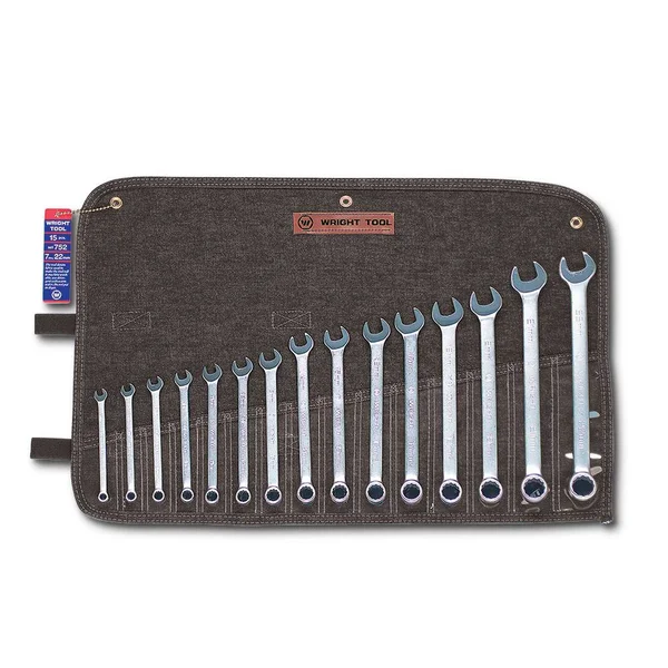 Wright Tool 752 12 Point Metric Combination Wrench Set, 7mm - 22mm (15-Piece)