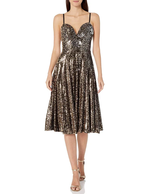 Dress The Population Mimi Sequin Slip Dress, Leopard, Women's, Small