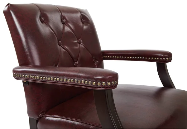 Office Star Traditional Visitors Chair with Padded Arms, Burgundy