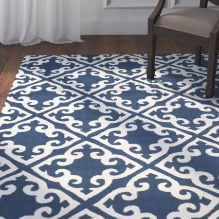 Darby Home Co Lima Navy/Ivory Area Rug, Size: Rectangle 9& x 12&, Blue