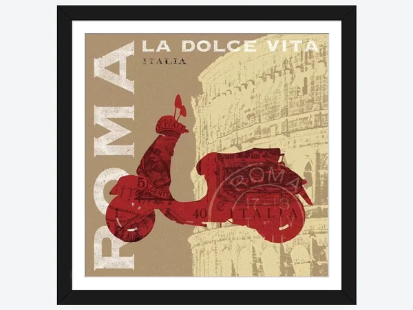 Framed Poster Prints - Motoring in Rome by Sue Schlabach ( transportation > by Land > Scooters art)