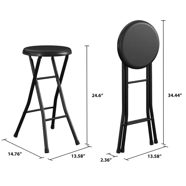 Cosco 24x22 Vinyl Padded Folding Stool, Black, 4-Pack