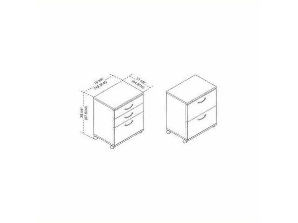 Pemberly Row Mobile 3 Drawer Vertical Mobile Wood Filing Cabinet in Black