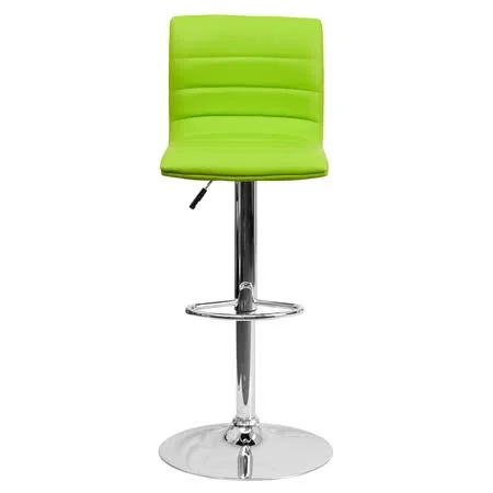 Flash Furniture 2 Pk. Contemporary Green Vinyl Adjustable Height Barstool with Chrome Base
