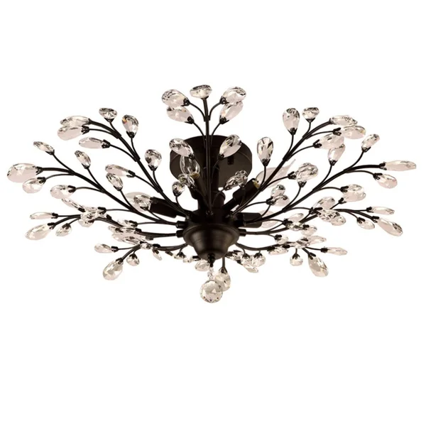 SEOL-Light Vintage Large Crystal Branches Chandeliers Black Ceiling Light Flush