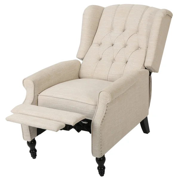 Elizabeth Contemporary Tufted Fabric Recliner (Set of 2) Navy Blue