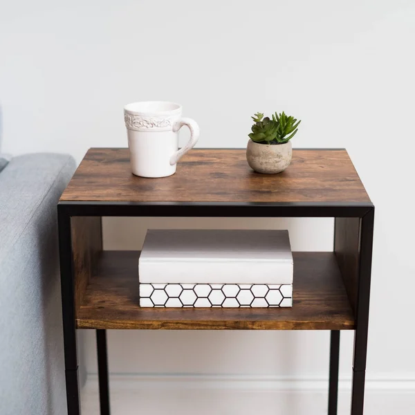 Iris USA - Inc. Brown A-Shape Wood and Metal Side Table