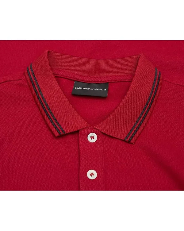 Emporio Armani Short Sleeved Polo T Shirt Red
